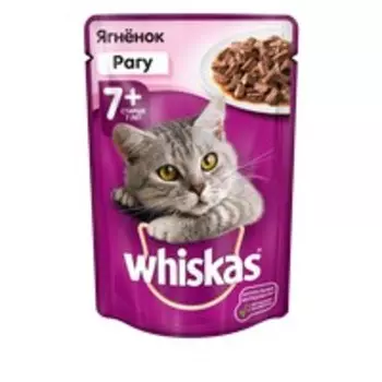 Whiskas 7+ / Паучи Вискас для Пожилых кошек рагу Ягненок (цена за упаковку)
