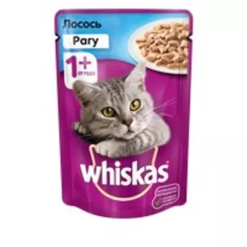 Whiskas Salmon / Паучи Вискас для взрослых кошек Лосось рагу (цена за упаковку)