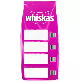 Whiskas / Сухой корм Вискас для взрослых кошек подушечки-паштет с Курицей и индейкой