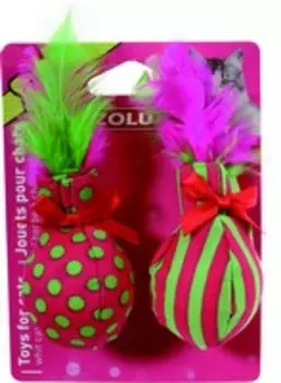 Zolux / Игрушка Золюкс для кошек Мягкие мячики с пером и Мятой 2 шт