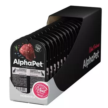 AlphaPet Superpremium пауч для взрослых собак (кусочки в соусе) (Оленина и ягоды, 100 г. упаковка 15 шт)