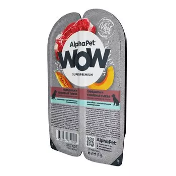 AlphaPet WOW пауч для собак с чувствительным пищеварением (ломтики в соусе) (Говядина и тыква, 100 г.)