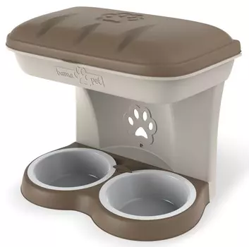 Bama Pet миска для собак настенная двойная (1,6 л., Бежевый)