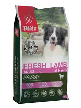 Blitz Holistic Adult Fresh сухой корм для взрослых собак всех пород (Ягненок, 1,5 кг.)