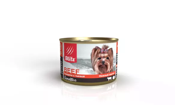 Blitz Sensitive консервы для собак мелких пород (Говядина и тыква, 200 г.)