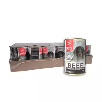 Blitz Sensitive консервы для собак всех пород (Говядина и индейка, 400 г. упаковка 24 шт)