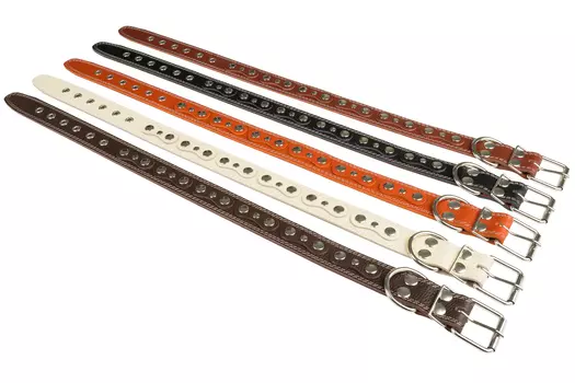 Brava ошейник кожаный 1 слой с подкладкой и металлофурнитурой (№36)