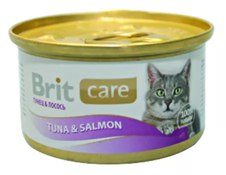 Brit Care консервы для кошек (кусочки) (Лосось и тунец, 80 г.)