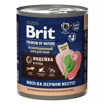 Brit Premium by Nature консервы для собак (паштет) (Индейка и утка, 850 г.)