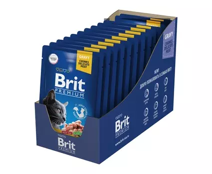 Brit Premium пауч для кошек (кусочки в соусе) (Лосось и форель, 85 г. упаковка 14 шт)