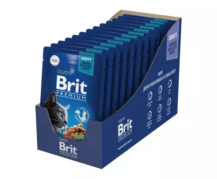 Brit Premium пауч для кошек (кусочки в соусе) (Курица и перепелка, 85 г. упаковка 14 шт)