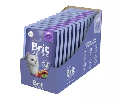 Brit Premium пауч для кошек (кусочки в желе) (Треска, 85 г. упаковка 14 шт)