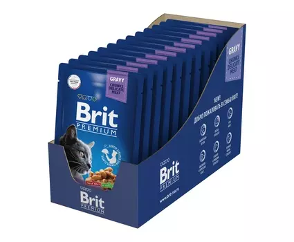 Brit Premium пауч для кошек (кусочки в соусе) (Треска, 85 г. упаковка 14 шт)