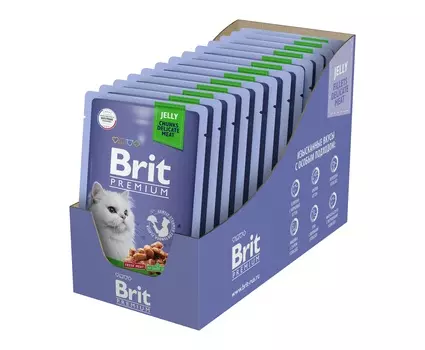 Brit Premium пауч для кошек (кусочки в желе) (Курица, 85 г. упаковка 14 шт)