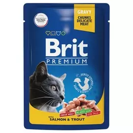 Brit Premium пауч для кошек (кусочки в соусе) (Лосось и форель, 85 г.)