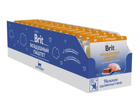 Brit воздушный паштет для стерилизованных кошек (Курица, 100 г. упаковка 14 шт)