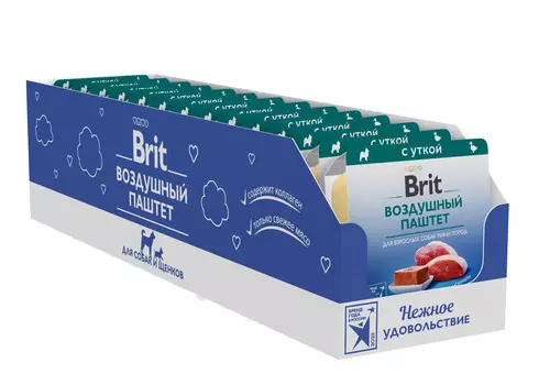 Brit воздушный паштет для взрослых собак мини пород (Утка, 100 г. упаковка 14 шт)
