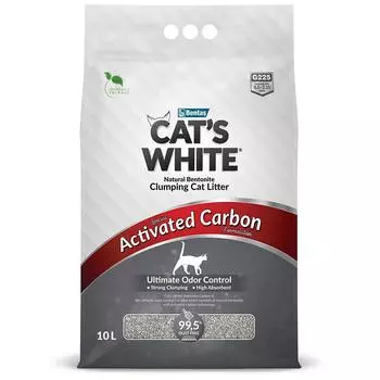 Cat's White Activated Carbon наполнитель минеральный комкующийся с активированным углем (8,5 кг., 10 л.)