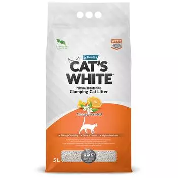 Cat's White Orange наполнитель минеральный комкующийся с ароматом апельсина (4 кг., 5 л.)