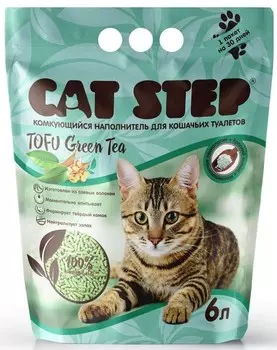 Cat Step Tofu Green Tea наполнитель растительный комкующийся (2,7 кг., 6 л.)