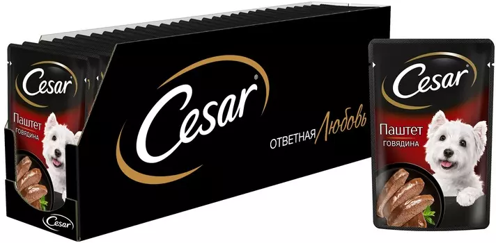Cesar пауч для собак (паштет) (Говядина, 80 г. упаковка 28 шт)