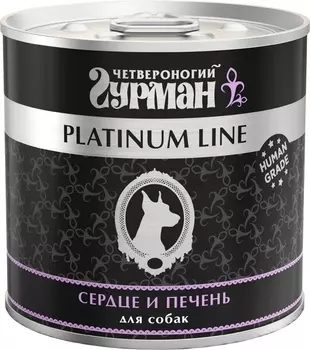 Четвероногий гурман "Platinum" консервы для собак (в желе) (Сердце и печень, 240 г.)
