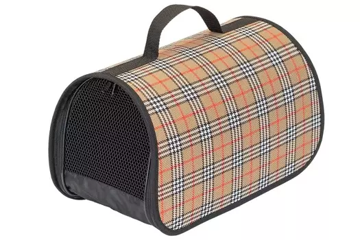 Чип сумка-переноска жёсткая Саквояж (рогожка) (51 х 29 х 29 см., Клетчатый)