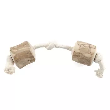 COFFEE WOOD игрушка для крупных собак Канатная гантель с кофейными бочонками (33 см.)