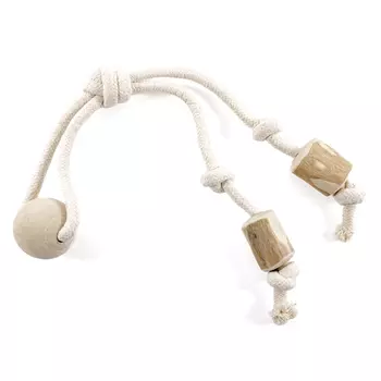 COFFEE WOOD игрушка для собак Канатный грейфер с кофейными бочонками и шариком (45 см.)