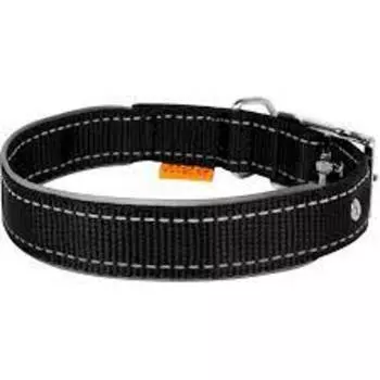 Collar ошейник Dog Extremе нейлоновый двойной со светоотражающей вставкой (30-40 см., Черный)
