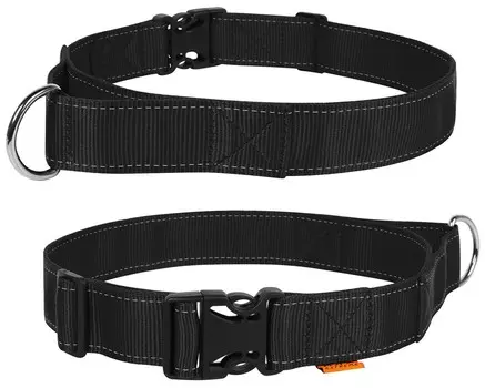 Collar ошейник Dog Extremе нейлоновый с ручкой (55-75 см., Черный)