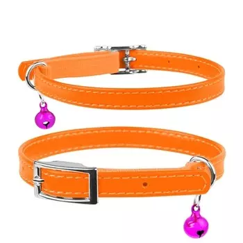 Collar ошейник Glamour с резинкой для кошек (ширина 9 мм., длина 17 - 20 см., Оранжевый)