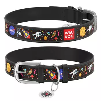 Collar ошейник кожаный Waudog Design "NASA" (M)