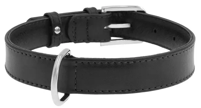 Collar ошейник кожаный Waudog Glamour без украшений (38-49 см., Черный)