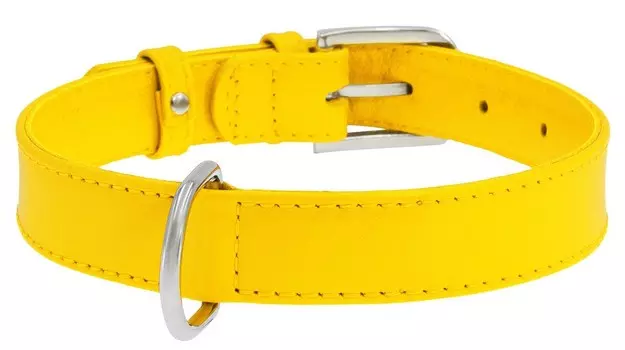 Collar ошейник кожаный Waudog Glamour без украшений (38-49 см., Желтый)