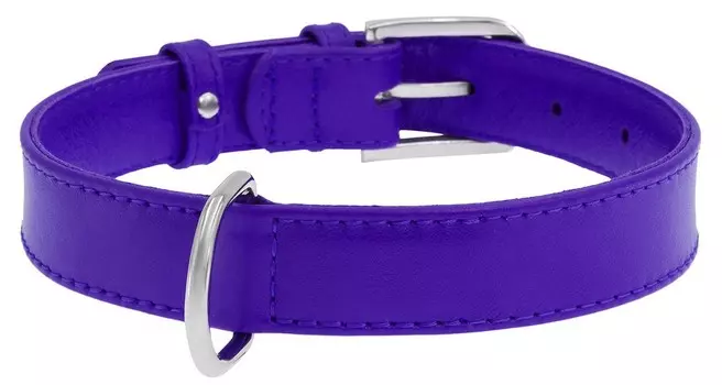 Collar ошейник кожаный Waudog Glamour без украшений (30-39 см., Фиолетовый)