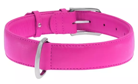 Collar ошейник кожаный Waudog Glamour без украшений (18-21 см., Розовый)