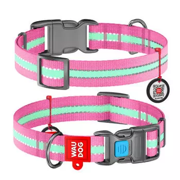 Collar ошейник нейлоновый Waudog Nylon светонакопительный (35-58 см., Розовый)
