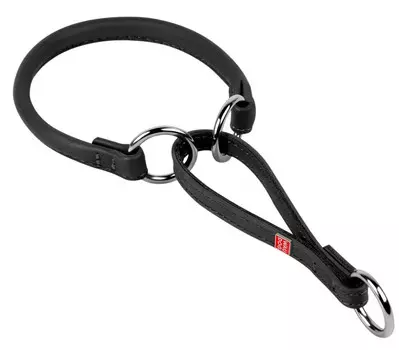 Collar ошейник-удавка кожаная Waudog Soft (40 см., Черный)