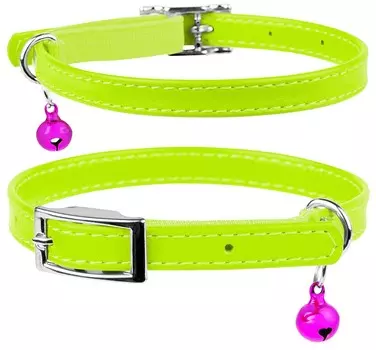 Collar ошейник Waudog Glamour без украшений с резинкой для кошек (22-30 см., Салатовый)