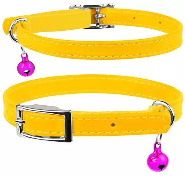Collar ошейник Waudog Glamour без украшений с резинкой для кошек (22-30 см., Желтый)