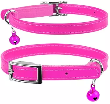 Collar ошейник Waudog Glamour без украшений с резинкой для котят (17-20 см., Розовый)