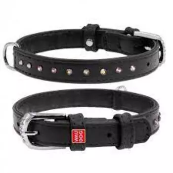 Collar ошейник Waudog Glamour со стразами (18-21 см., Черный)