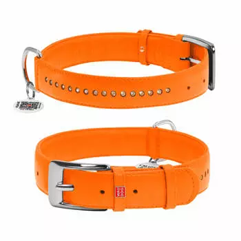 Collar ошейник Waudog Glamour со стразами (19-25 см., Оранжевый)
