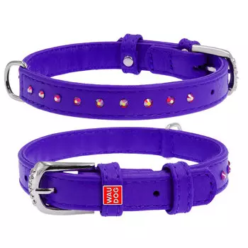 Collar ошейник Waudog Glamour со стразами (21-29 см., Фиолетовый)