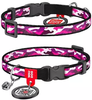 Collar ошейник Waudog Nylon "Розовый камо" для кошек (20-30 см.)