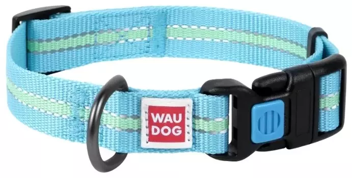Collar ошейник Waudog Nylon светонакопительный (ширина 15 мм., длина 23 - 35 см., Голубой)