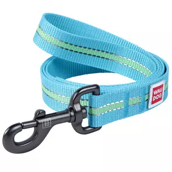 Collar поводок нейлоновый Waudog Nylon, светящийся/светоотражающий (15 мм. х 122 см., Голубой)