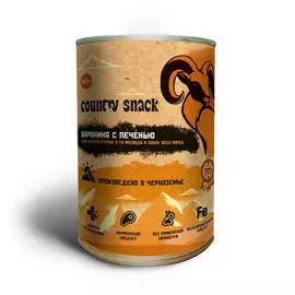 Country snack консервы для щенков и собак всех пород (Баранина и печень, 400 г.)