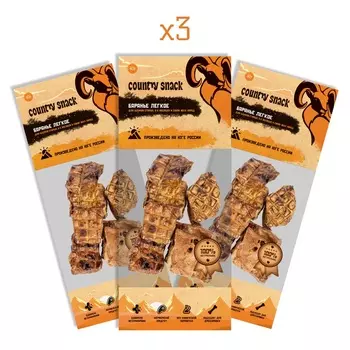 Country snack лакомство "Баранье легкое" для собак (3 упаковки по 40 г.)